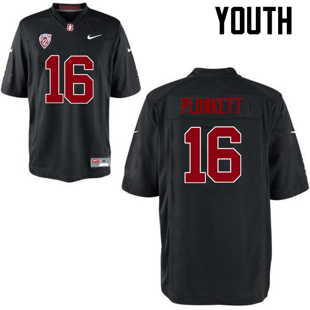 Youth Stanford Cardinal #16 Jim Plunkett College Football Jerseys Sale-Black - Click Image to Close